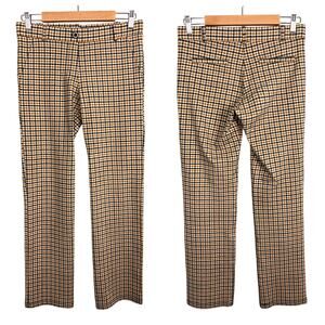 Betabrand Tan and Black Plaid Straight Leg Pants